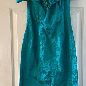 Vintage Jessica McClintock Gunne Sax Teal Off-Shoulder Prom Dress Size 5/6 - USA